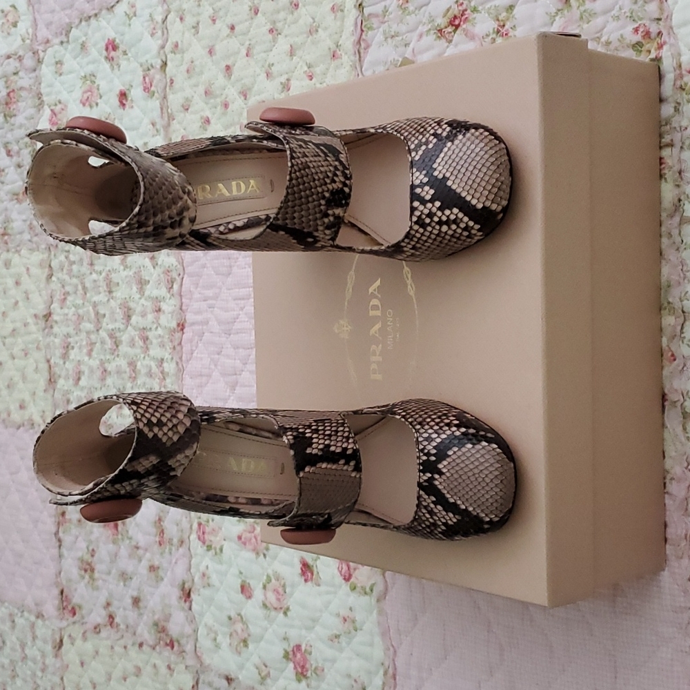 Prada Python Ankle Strap Marry Jane Pumps Calzatu… - image 5